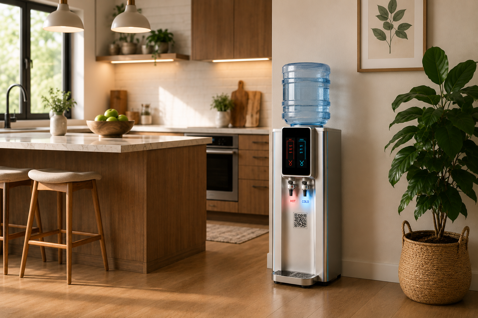Smart Water Cooler in a modern home kitchen
